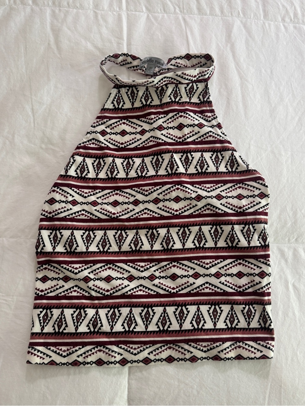 Vintage Charlotte Russe Aztec Tribal Halter Tank Top with Open Back